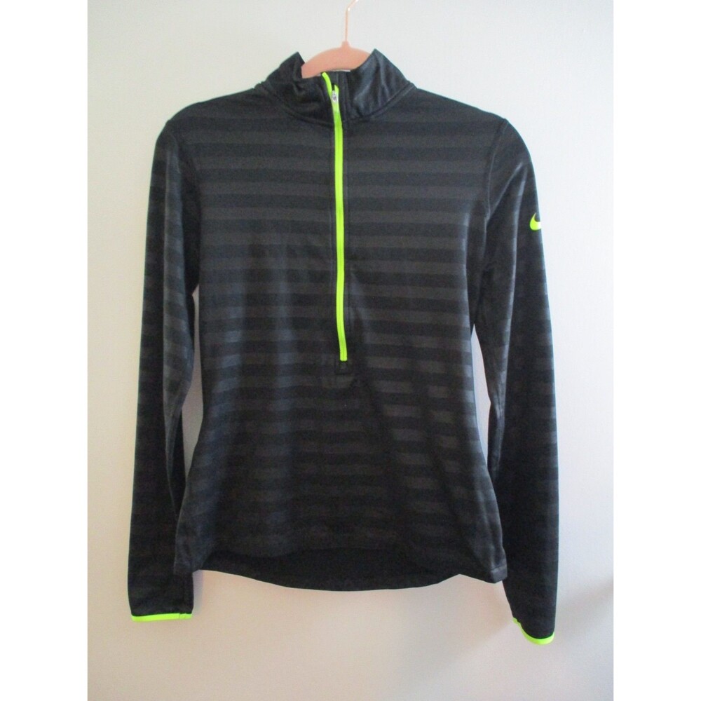 Nike Pro Womens Sz M Hyperwarm Embossed 1/2 Zip Training Sweater Black Active